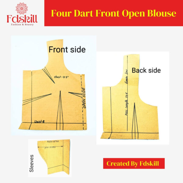 Boat Neck with Four Dart | Choli-cut | Four Dart Front Open | Madhubala | Prices Cut with Belt | Princess Cut  Set of 6 Blouse Pattern - Image 3