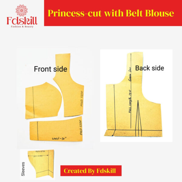 Boat Neck with Four Dart | Choli-cut | Four Dart Front Open | Madhubala | Prices Cut with Belt | Princess Cut  Set of 6 Blouse Pattern - Image 2